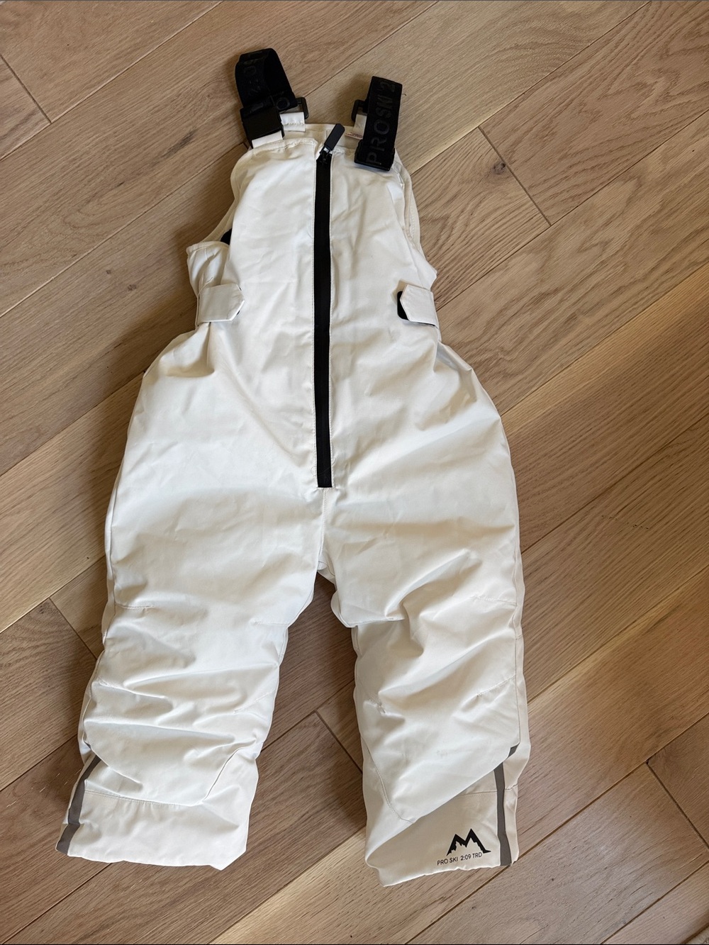 Zara Ski White Kids Snow Overalls with Black Straps